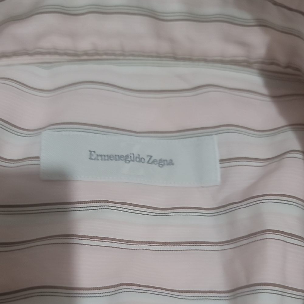 Men's Ermengildo Zegna Pink Striped Dress Shirt 15.5 32/33 - Picture 2 of 4